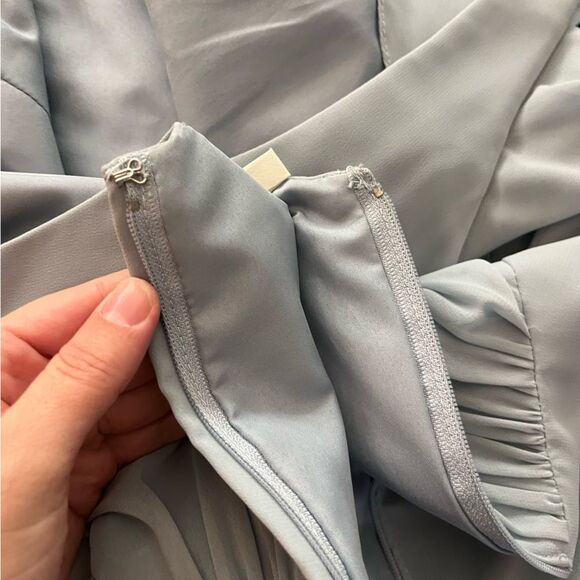 David’s Bridal Dusty Blue Long Flutter Sleeve Dress Size 2 - Picture 8 of 8